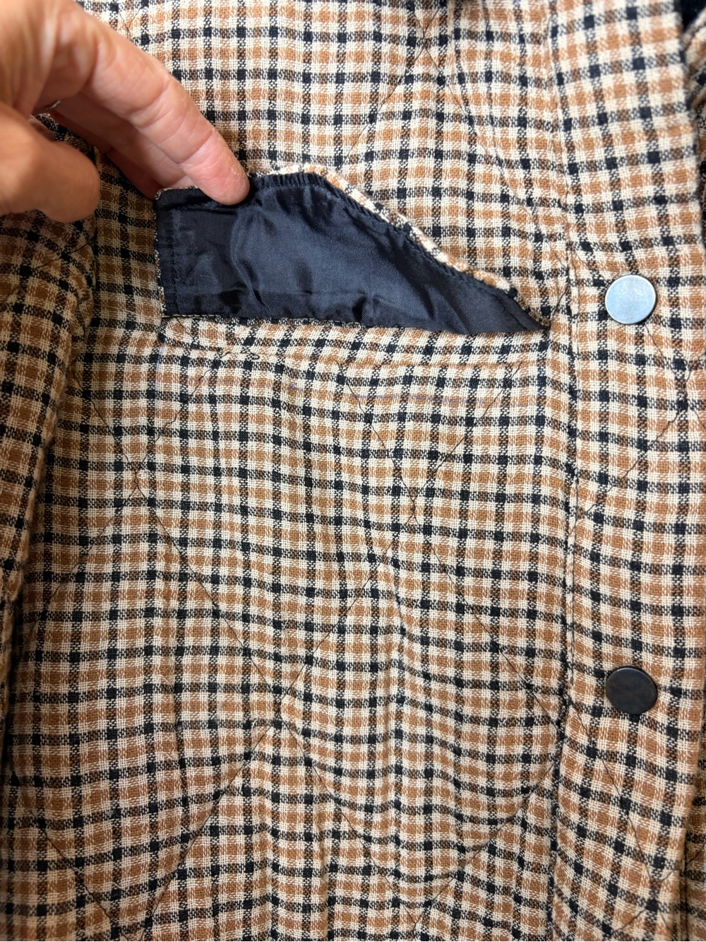 Zara Brown Plaid Quilted farm girl with Corduroy Collar - Picture 8 of 16